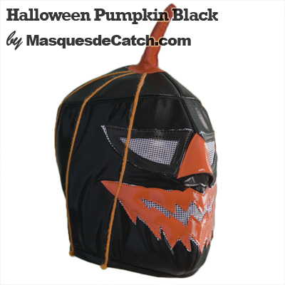 Halloween Pumpkin Black Mask Lucha Libre
